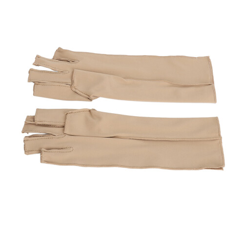 (Yellow) 2x Arthrose-Kompressionshandschuhe Nylon halb-fingerlos 2