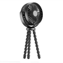 (Black) Rechargeable Stroller Fan Rotatable 3 Speed Clip On Royal Blue
