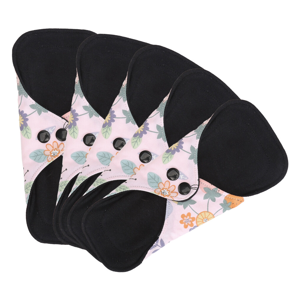 (L) 5pcs Washable Feminine Pad Waterproof Super Absorbency Travel