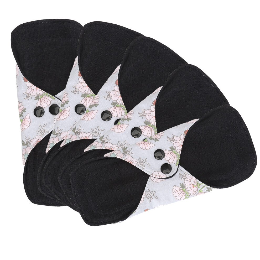 (M) 5pcs Reusable Menstrual Pads Strong Absorption Soft Cotton Washable M