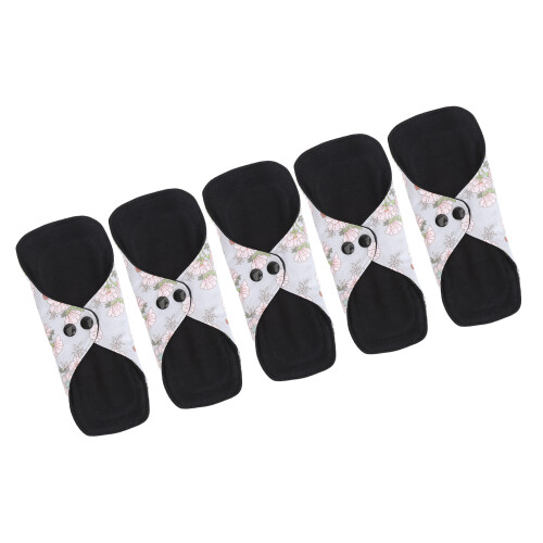 (L) 5x Waschbare Menstruationspads stark saugend aus Baumwolle 1
