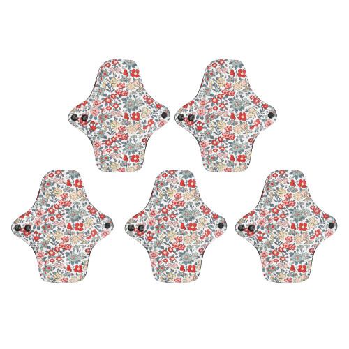 (L) 5Pcs Reusable Cotton Menstrual Pads Washable Breathable 1