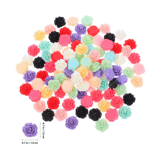 100Pcs Resin Rose Blommor Pärlor Flatback Diy Cabochons 18 Mm 1
