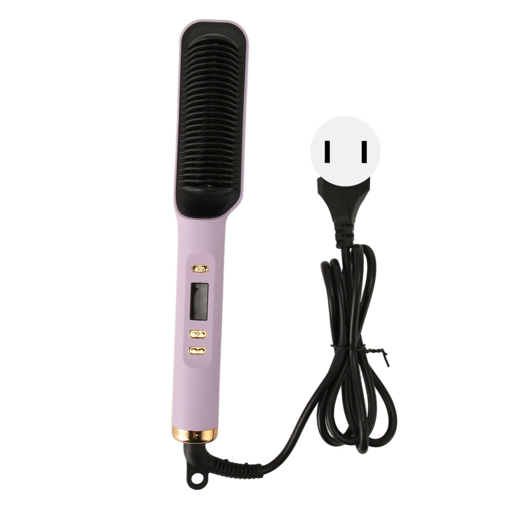 (US Plug) Negative Ion Hair Straightener Brush LCD Dual Use Heated Curler