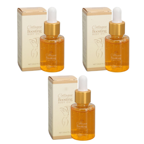 3x Kollagen-Körperöl 30ml Straffend Bauch, Arm, Brust, Po