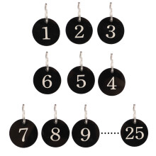 25Pièces Anneaux Numéros Acryliques Ronds Pour Restaurant