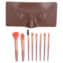 (Eyes Closed Dark Skin) Makeup-Übungsgesicht 3D Silikon Augendummy 8 Stk Pinsel