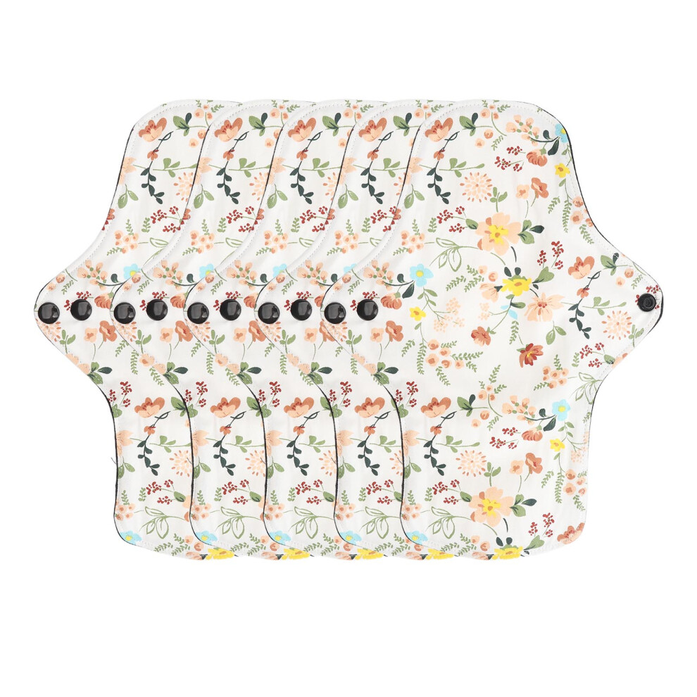 (M) 5pcs Washable Breathable Menstrual Pads Flower Super Absorbent Cotton