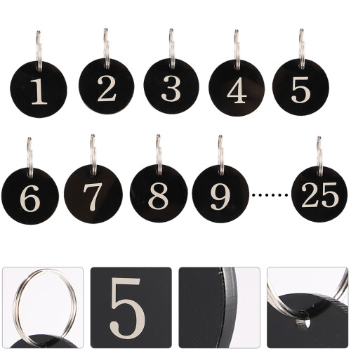 25Pcs Siffer Ringar Akryl Nyckellappar För Hotell 2
