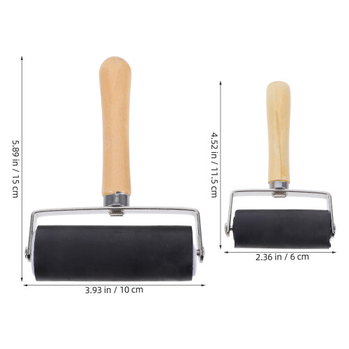 2Pcs Tryckkonst Rullverktygssats Trähandtag Gummiträning 1