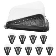 10Pcs Triangle Cake Box Plast Förpackning Svart