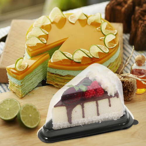 10Pcs Triangle Cake Box Plast Förpackning Svart 2