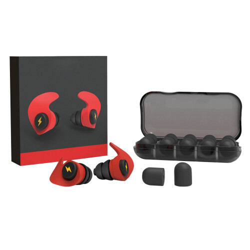(Red) 12Pcs Soft Red Silicone Earplugs for Noise Reduction