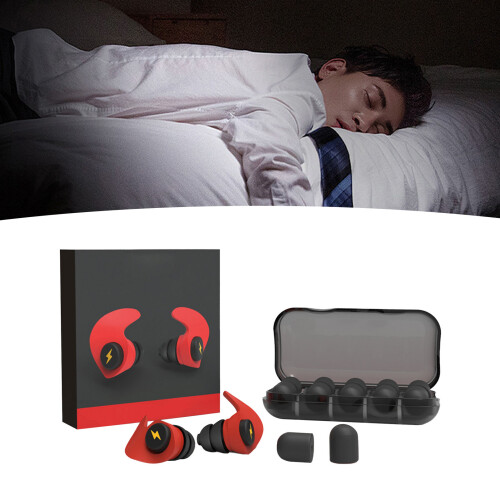(Red) 12Pcs Soft Red Silicone Earplugs for Noise Reduction 1