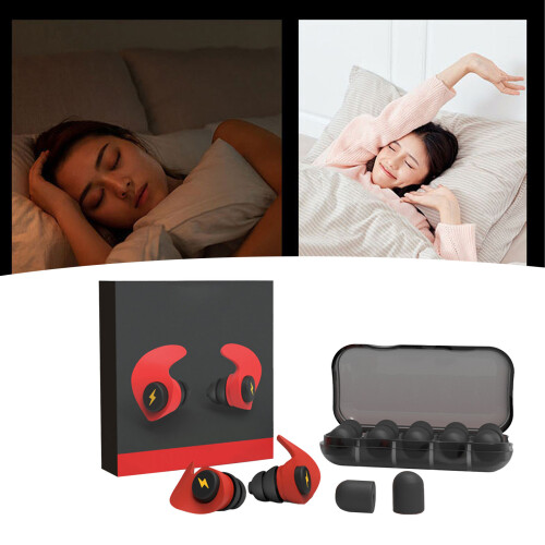 (Red) 12Pcs Soft Red Silicone Earplugs for Noise Reduction 2