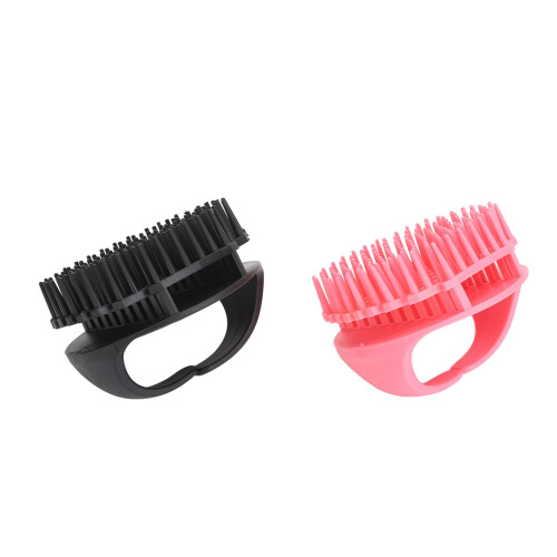 2x Silicone Scalp Massage Shampoo Brush Pink/Black 1
