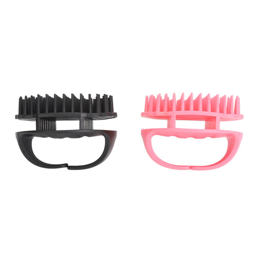 2x Silicone Scalp Massage Shampoo Brush Pink/Black 2