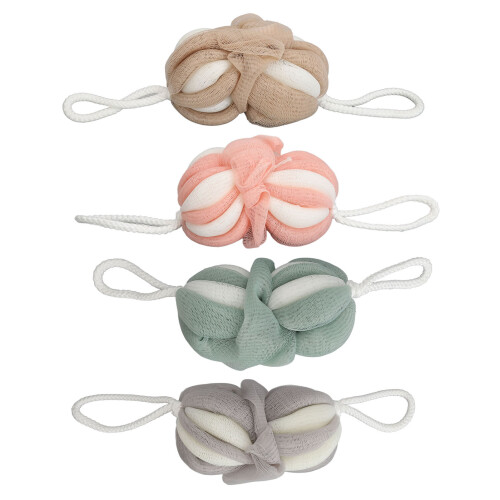 4Pcs Bath Mesh Pouf Shower Scrubbing Sponges