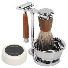 Männerrasier-Set: Trimmer, Seifenständer, Bartbürste, Vintage