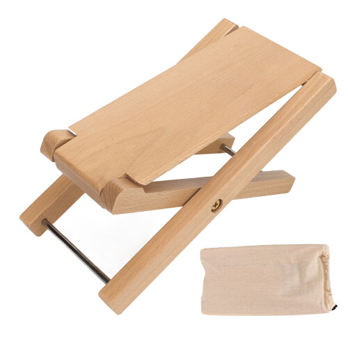 Sturdy Wooden Guitar Foot Rest, 3 Adjustable Heights, Foldable, Beech 1