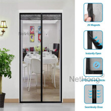 (Black, 90x210cm) Fly Screens Doors Nets Patio Curtain Insect Mesh for Keeping Out Flies & Bug, Flyscreen French Doors, Mosquito Double Door ScreenFly