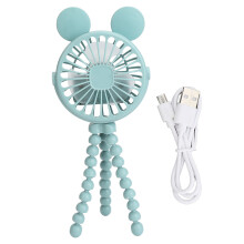 (Blue) Flexibles Stativ-Ventilator, 3 Geschwindigkeiten, LED-Nachtlicht, blau