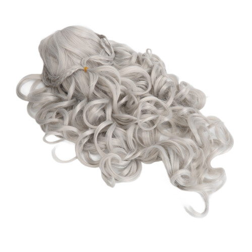 Matte Silber Locken-Flechtperücke hitzebeständig 72cm 1