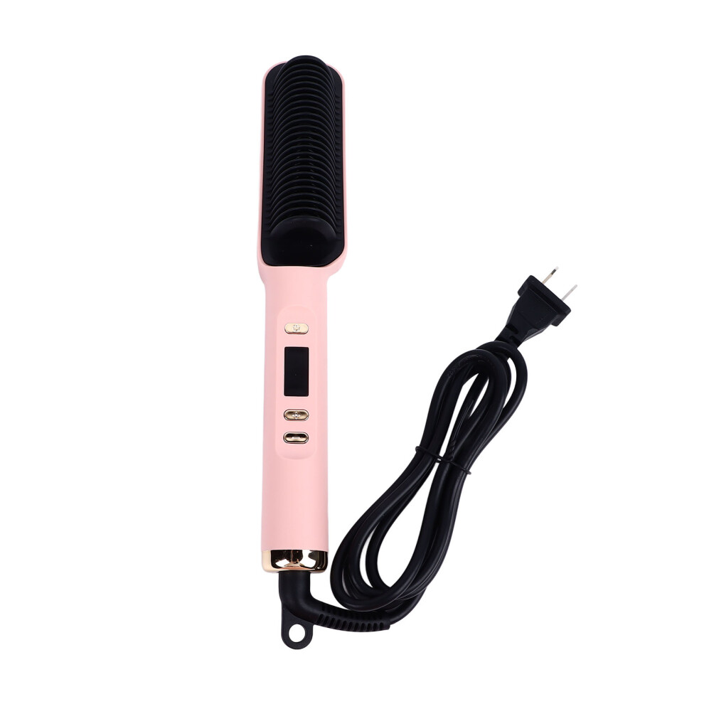 Pink Electric Curling Comb Straightener Negative Ion