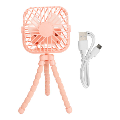 (Pink) Tischventilator 3-Gang LED Flex-Stativ Portable Pink