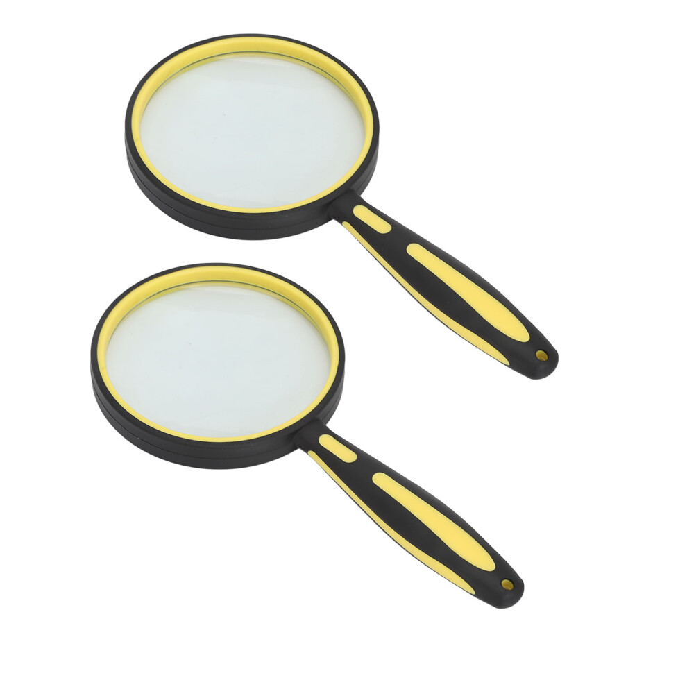 Yellow (Yellow) Hd Magnifying Glass Shatterproof Rubber Handle Handheld