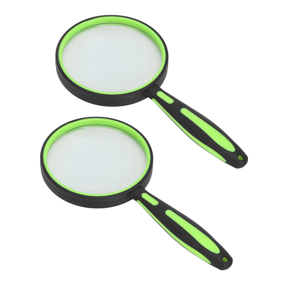 Green/Yellow () Hd Magnifying Glass Shatterproof Rubber Handle Handheld