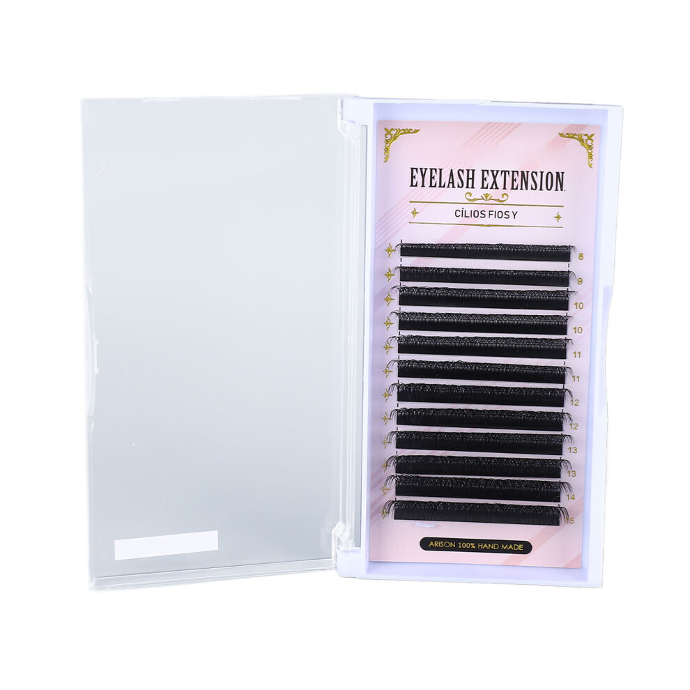 Black Y Shaped False Eyelashes Soft 0.07D Cluster 8-15mm