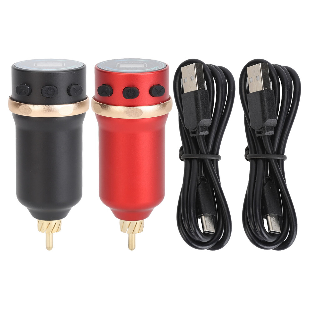Black/Red 2Pcs 1600Mah Tattoo Wireless Battery Rca Interface