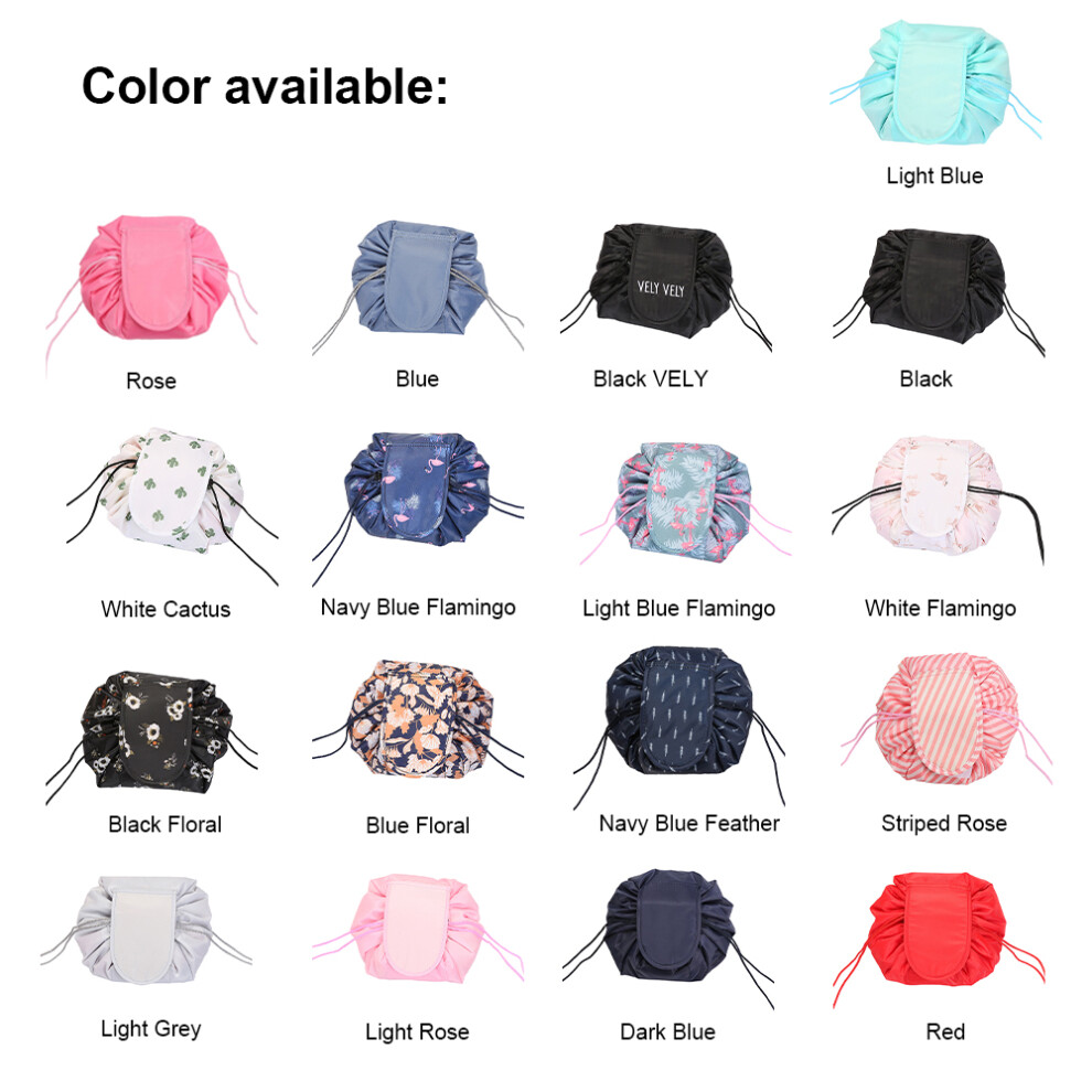 Floral Drawstring Makeup Bag Opens Flat Small Travel Cosmetic Toiletry