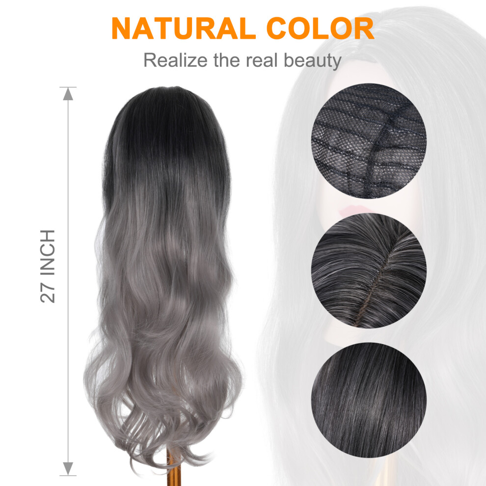 Anime Wig Bleached Dyed Long Curly Gray Gradient Women's Wig