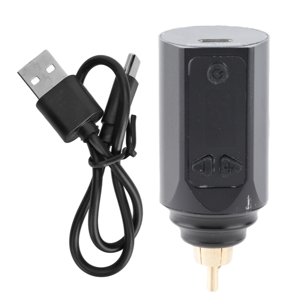 Wireless Tattoo Machine Power Supply Adjustable 3-12V 1500mAh Black