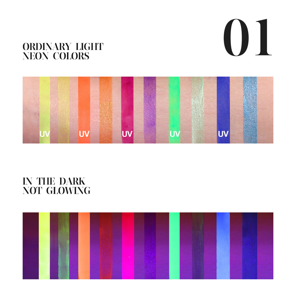 Dark Fluorescent Uv Water-Soluble Makeup Palette For Festival Stage