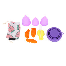 Silikon-Menstruationsbecher Set 3 Größen dicht wiederverwendbar Lila