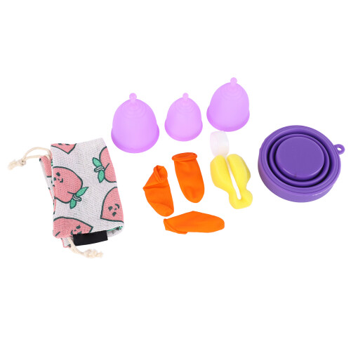 Silikon-Menstruationsbecher Set 3 Größen dicht wiederverwendbar Lila 2