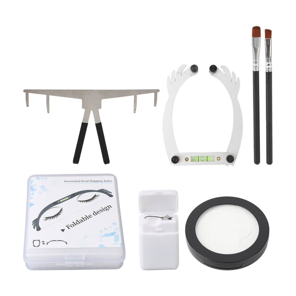White (White) Semi Permanent Eyebrow Ruler Kit Stainless Steel 0.7Oz Paste 1Ml