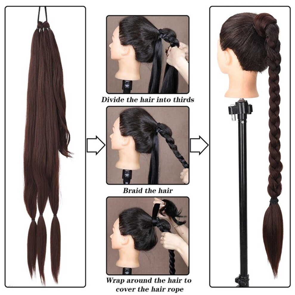 Long Braided Ponytail Extension Elastic Band Hair Extensions