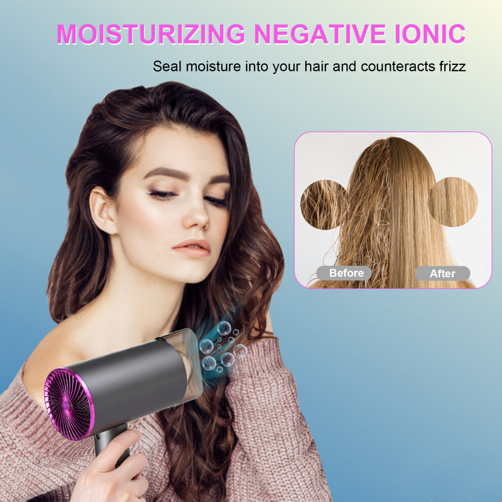 1800W Travel Hairdryer Ionic Blow Dryer 2 Speeds Portable