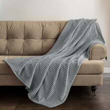 (Silver, 127cm x 152cm) Cord Ribbed Throw Super Soft And Cosy