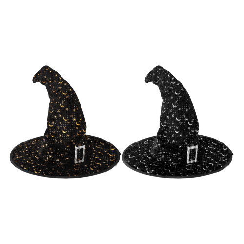 2Pcs Halloween Witch Hat Wizard Costume 2