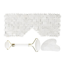 Jadestone-Augenmaske Set Gua Sha Einstellbar Massageroller Augenpad