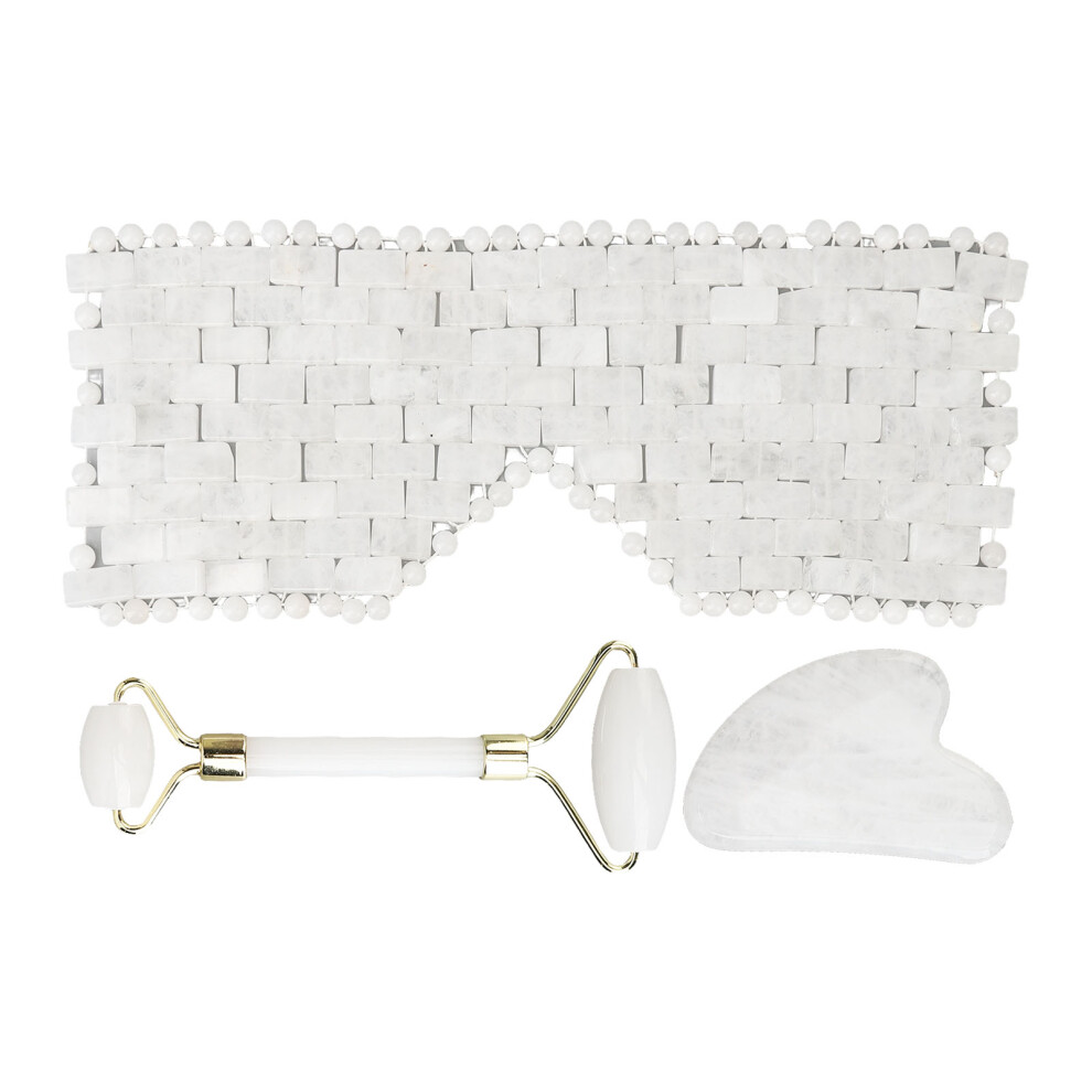Jadestone Eye Cover Set Gua Sha Adjustable Massaging Roller Eye Pad
