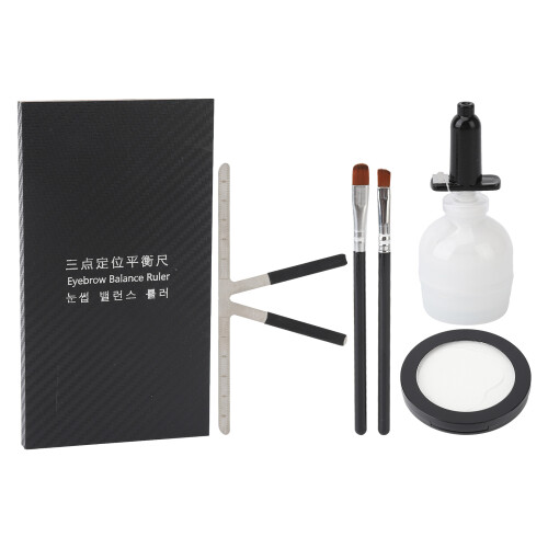 (White) Augenbrauen-Markierungsset Lineal Pinsel Microblading