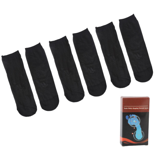 3 Pair Ionic Stretch Socks Breathable Slip Prevention Tourmaline