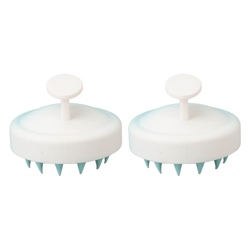 Blue (Blue) 2Pcs Hair Scalp Massager Silicone Exfoliator Shampoo Brush