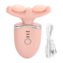 (Pink) 4-in-1-Gesichts- & Nackenmassager, Mikrostrom, Faltenreduzierend